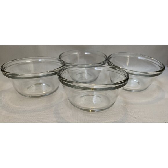ANCHOR HOCKING 4 Custard Ramekin Dessert Cups Dish 8 oz Clear Glass USA Set - Picture 2 of 8